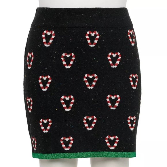 Candy Cane Heart Skirt Medium Black Celebrate Together NWT New Christmas Holiday - Picture 1 of 6